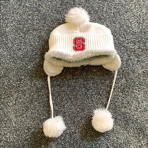 NC state White toddlers Pom Pom Winter Hat